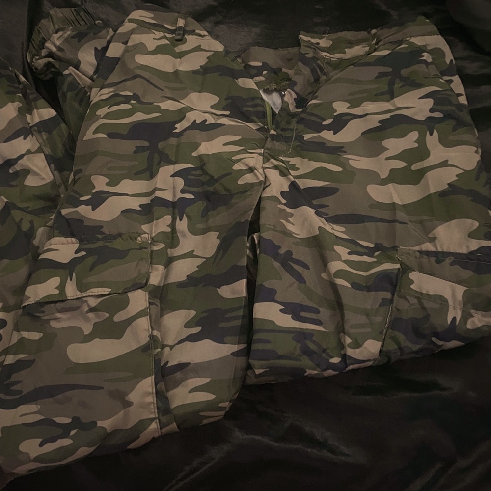 Camo track pants, size S